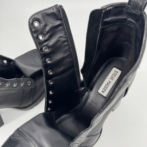 Steve Madden Laurie Platform Boots Size 8.5 Black Leather Lace-Up Whimsigoth - Picture 7 of 13